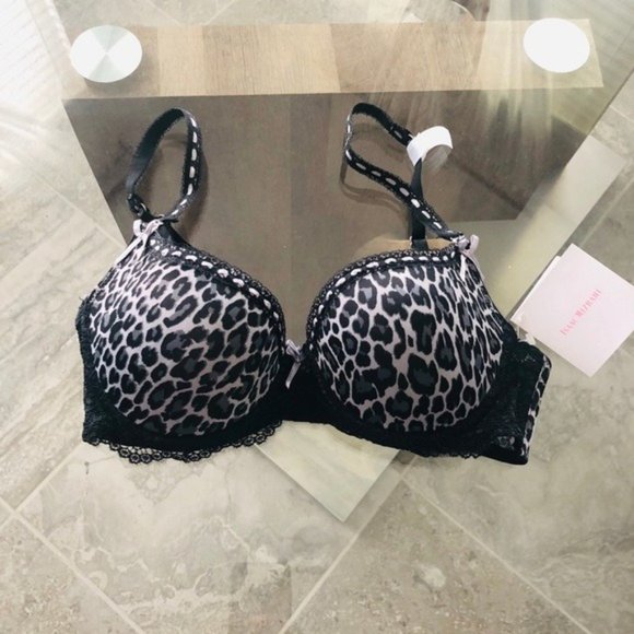 Isaac Mizrahi Balconette Push-Up Bra Animal Print Lace Trim Size 34C NWT - Picture 14 of 15